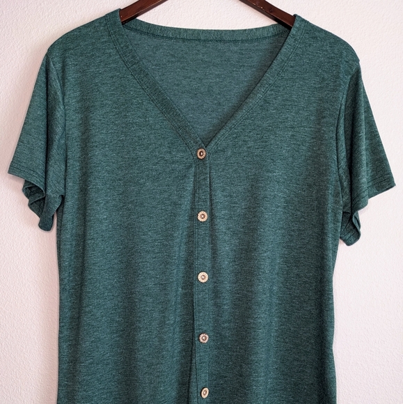 Green Button Down Tie Front Shirt - Picture 7 of 9